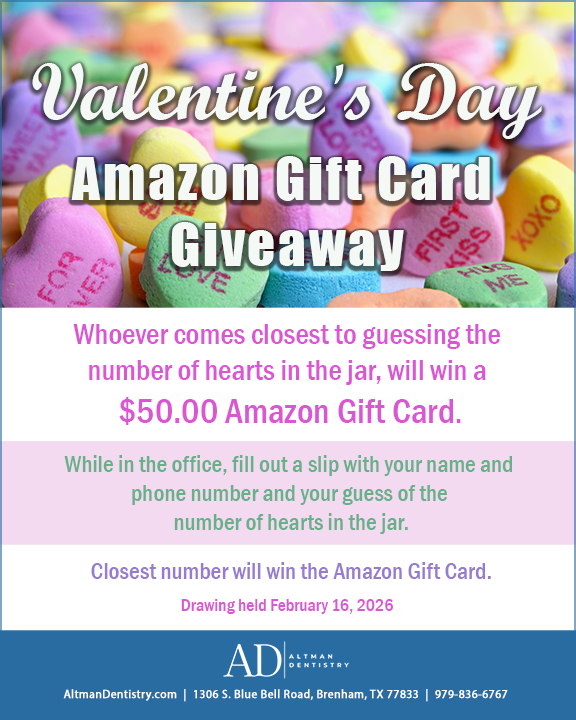 Valentine's Contest, Altman Dentistry, Brenham Texas.