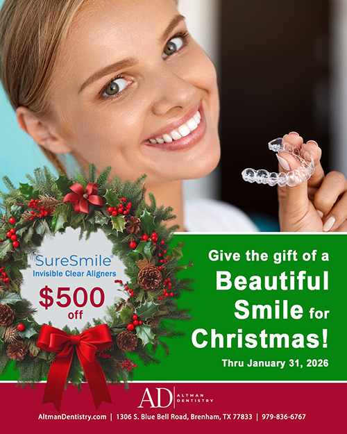 SureSmile Limited Time Special, $500 off, Altman Dentistry, Brenham Texas.